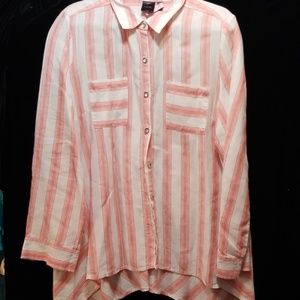 Rafaella peach and white striped blouse
